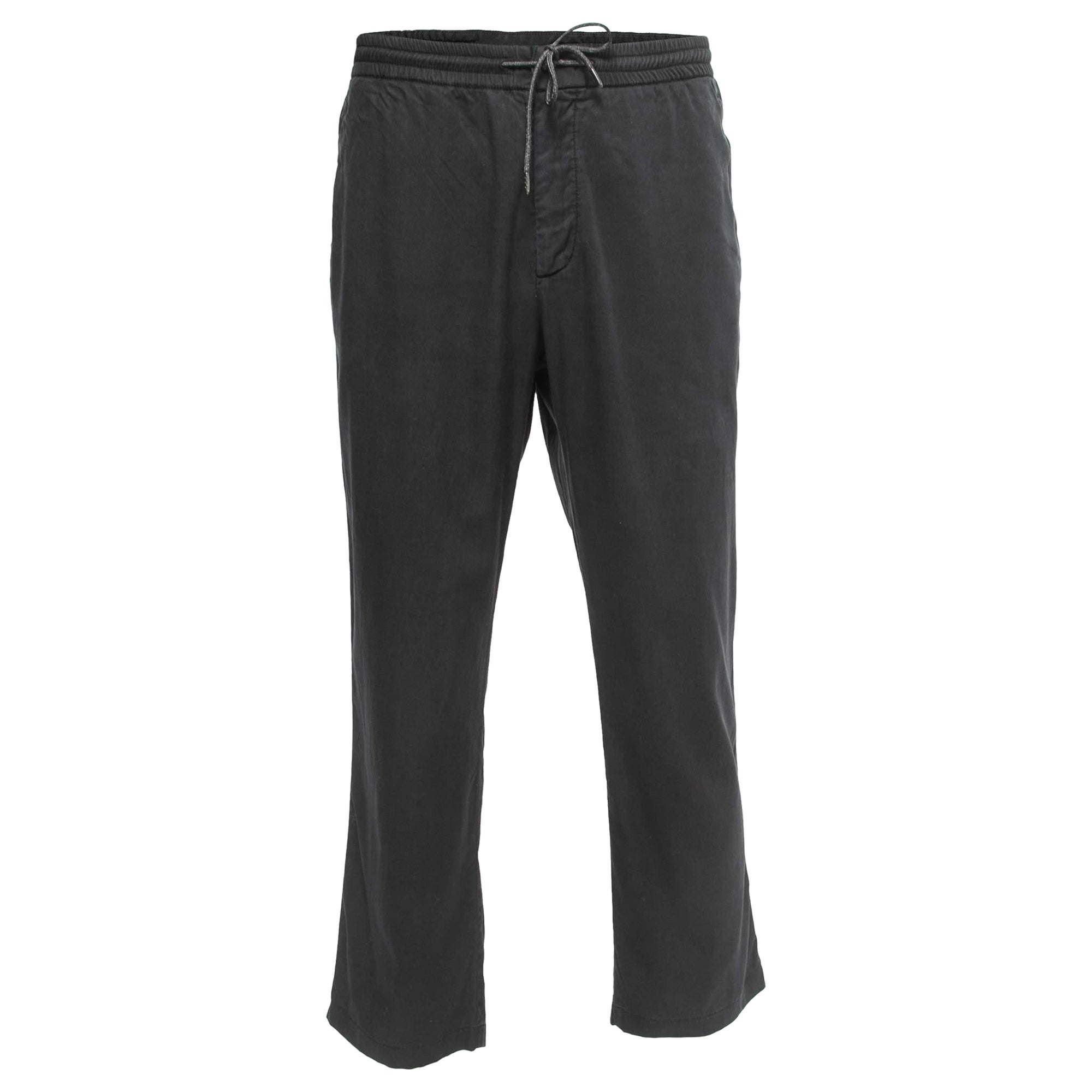 Z Zegna Black Cotton Blend Drawstring Waist Trousers XXL For Sale