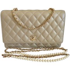 Chanel Fantasy Pearls Flap Bag Gold with  Lt Gold Hardware