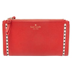 Kate Spade Red Leather Double Zip Clutch