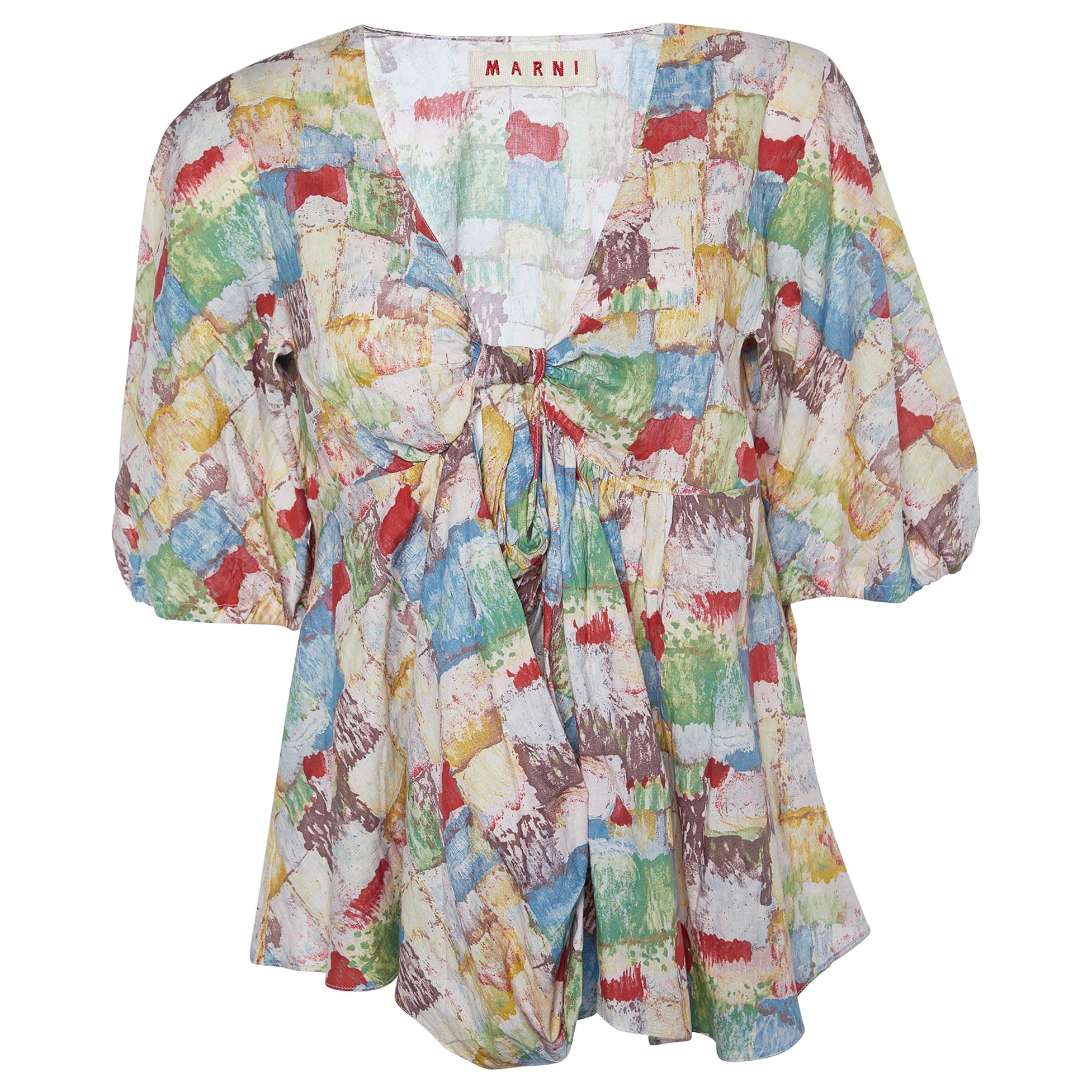 Marni Top oversize in cotone stampato multicolore M. I. in vendita