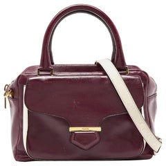 Tod's Burgundy Glossy Leather Small Military Bowler Bag