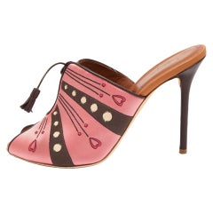 Malone Souliers x Natalia Vodianova Satin Embroidered Open Toe Mules Size 41