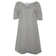 Moschino Grey Floral Jacquard Bow Detail Shift Dress M