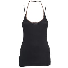Dolce & Gabbana Black Rib Knit Crystal Embellished Tank Top M
