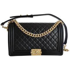 Chanel Boy Bag New Medium Black Lambskin Gold Hardware
