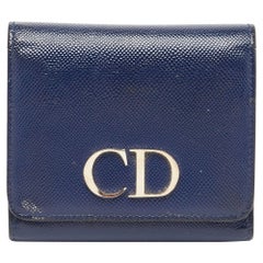 Dior Blue Patent Leather Mania Trifold Wallet