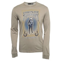 Love Moschino Khaki Green Graphic Print Cotton Long Sleeve T-Shirt M