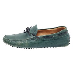 Tod's Green Leather Bow Loafers Size 42.5