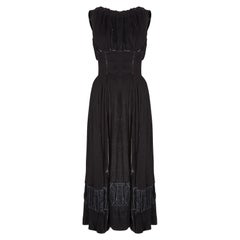 1950s Frank Usher Black Panne Silk Velvet Dress