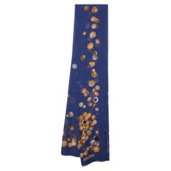Moschino Navy Blue Coin Printed Silk Scarf