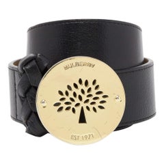 Mulberry Black Leather Buckle Waist Belt 70CM