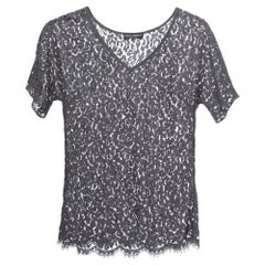 Dolce & Gabbana Grey Lace V-Neck Top S