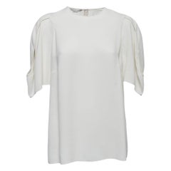 Stella McCartney Elfenbeinfarbene Bluse aus Krepp mit Schlitzärmeln und Details L