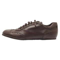 Fendi Brown Leather Lace Up Lace Up Sneakers Size 45