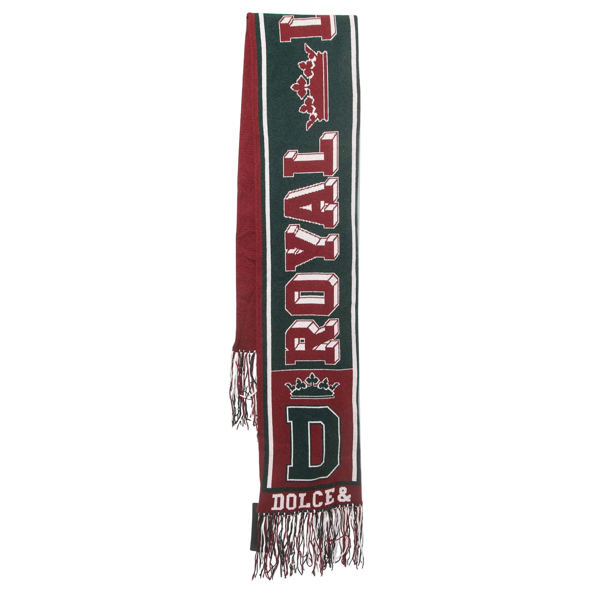 Dolce & Gabbana - Cuffia con frange in cachemire con logo rosso in vendita
