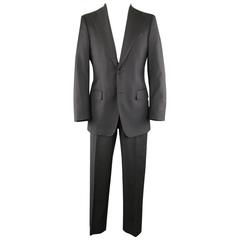 Men's SALVATORE FERRAGAMO 38 Regular Black Wool 31 30 Notch Lapel Suit