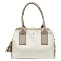 Kate Spade Off White/Grey Leather Double Zip Satchel