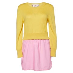 Marni Yellow Knit & Pink Cotton Layered Sweater M