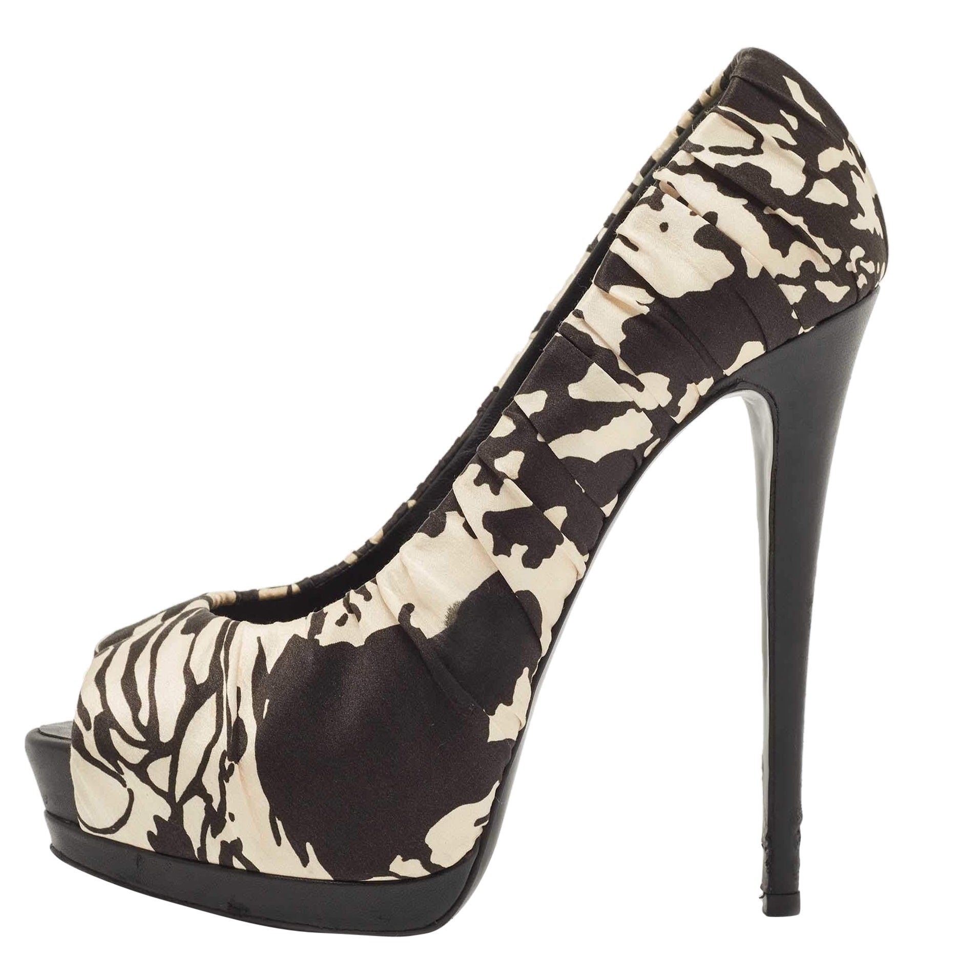 Giuseppe Zanotti escarpins à bout ouvert en satin imprimé deux tons, taille 39