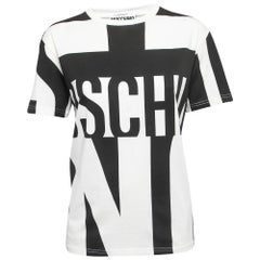 Moschino Couture Camiseta de punto de algodón estampada con logotipo monocromo L