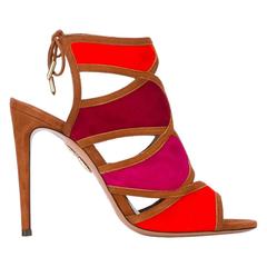 Aquazzura NEW & SOLD OUT Multi Cut Out Tie up Evening Heels Sandals in Box