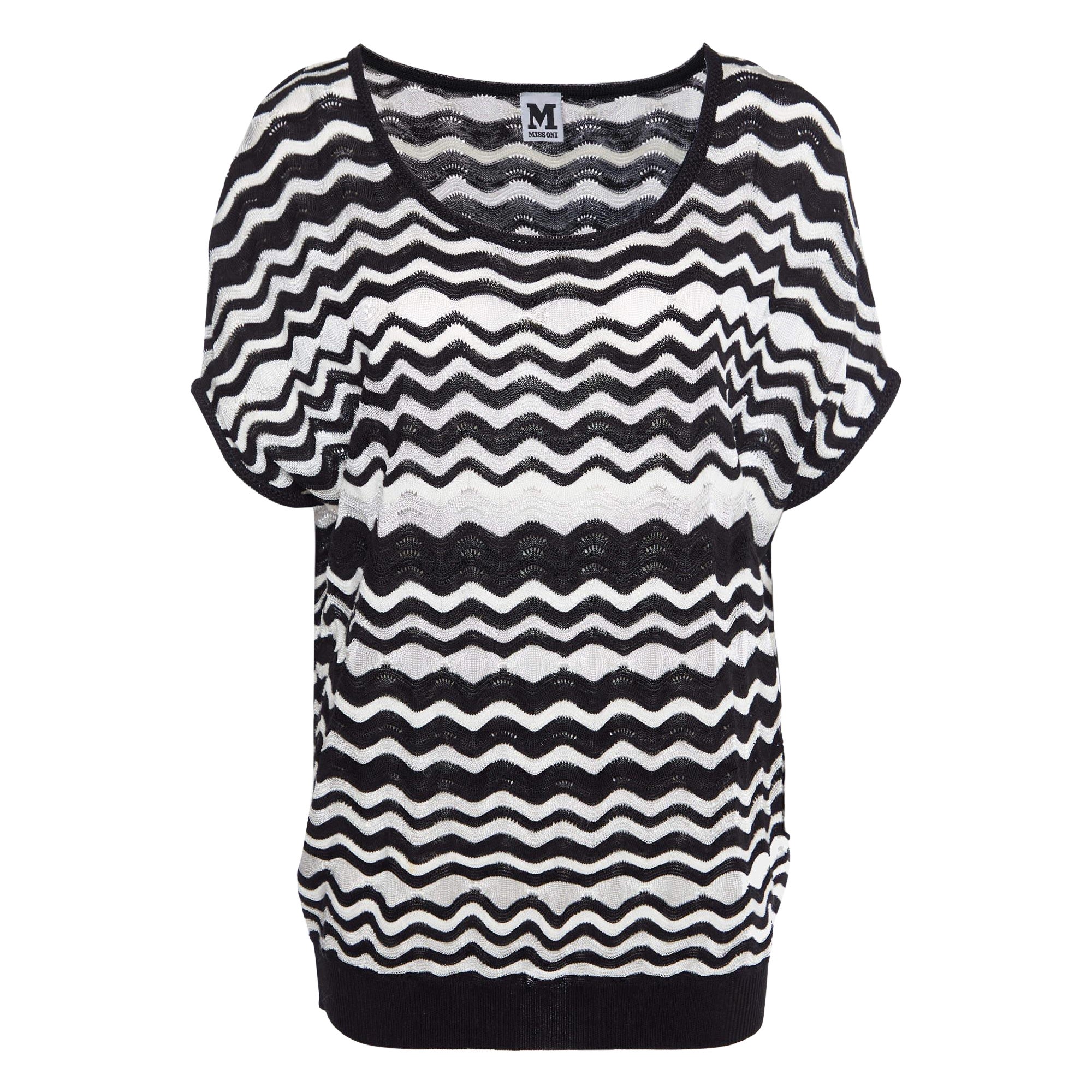 M Missoni Top in maglia a motivi monocromatici S.I.M. in vendita