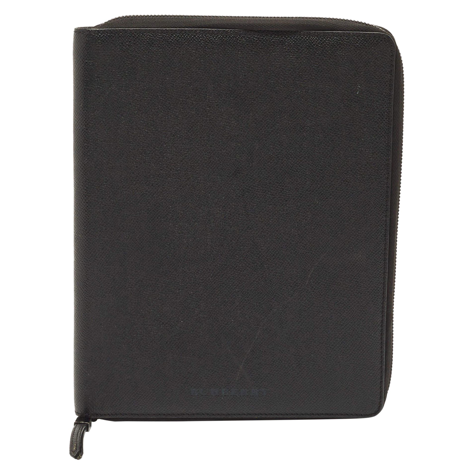 Burberry Black Leather Tablet Case For Sale