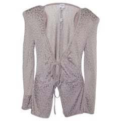 Armani Collezioni Light Lavender Floral Jacquard Knit Tie Front Shrug L