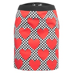 Love Moschino Black Hearts Print Cotton Mini Skirt S