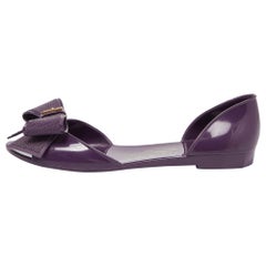 Salvatore Ferragamo Purple Jelly Barbados Bow Ballet Flats Size 35.5