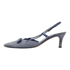 Salvatore Ferragamo Blue Suede and Leather Slingback Pumps Size 39
