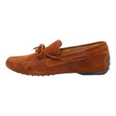 Santoni Brown Wildleder Slip On Loafers Größe 42.5