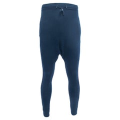 Balmain Navy Blue Cotton Side Stripe Detail Drawstring Yoga Pants XS