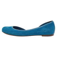 Bottega Veneta Blue Suede and Leather Ballet Flats Size 36.5