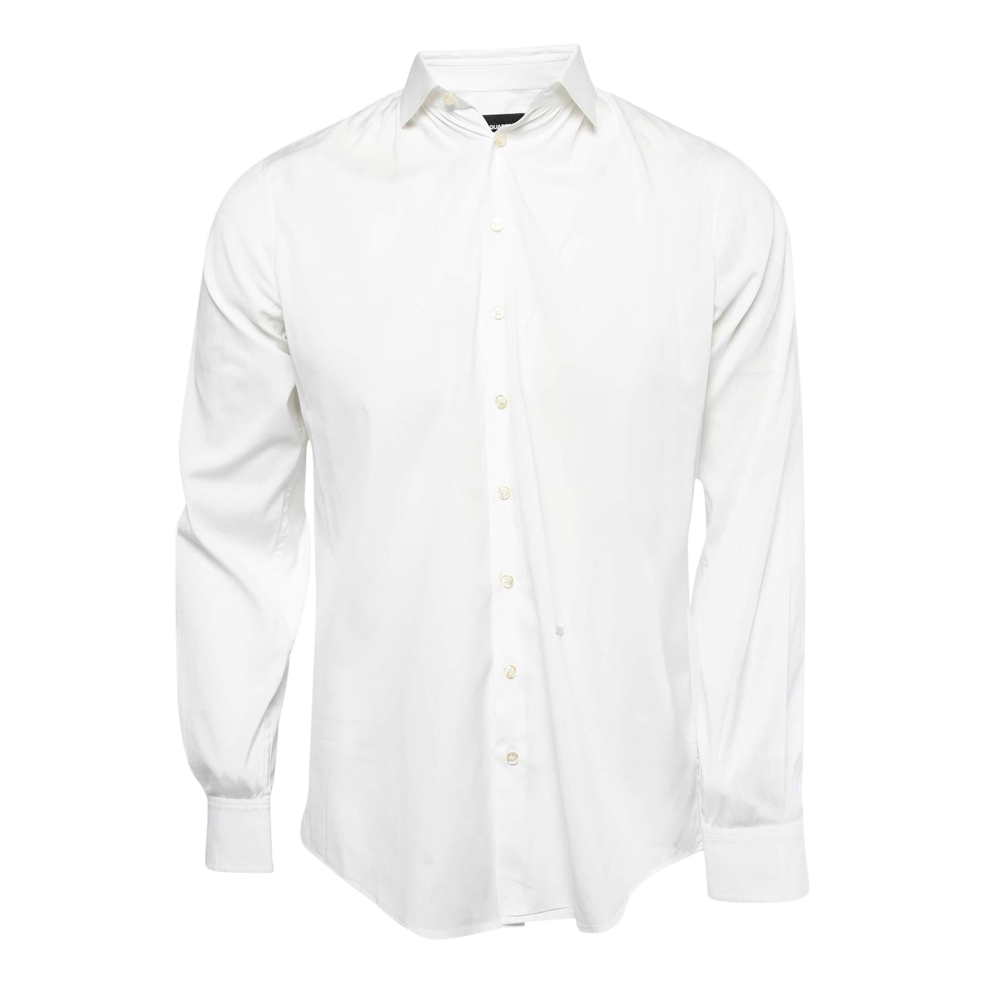 Dsquared2 White Cotton Button Front Full Sleeve Shirt S For Sale