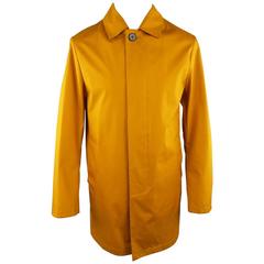 MACKINTOSH 40 Goldrod Yellow Coated Cotton Hidden Placket Collared Coat