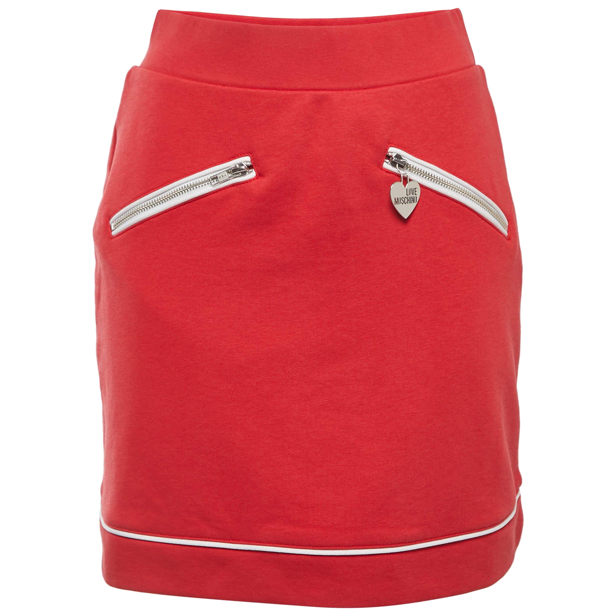 Love Moschino Minifalda de punto roja con cremallera S