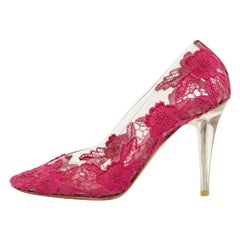 Marc Jacobs Pink Lace Embroidered PVC Round Toe Pumps Size 38.5