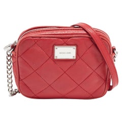 Michael Kors Red Quilted Leather Camera Shoulder Bag