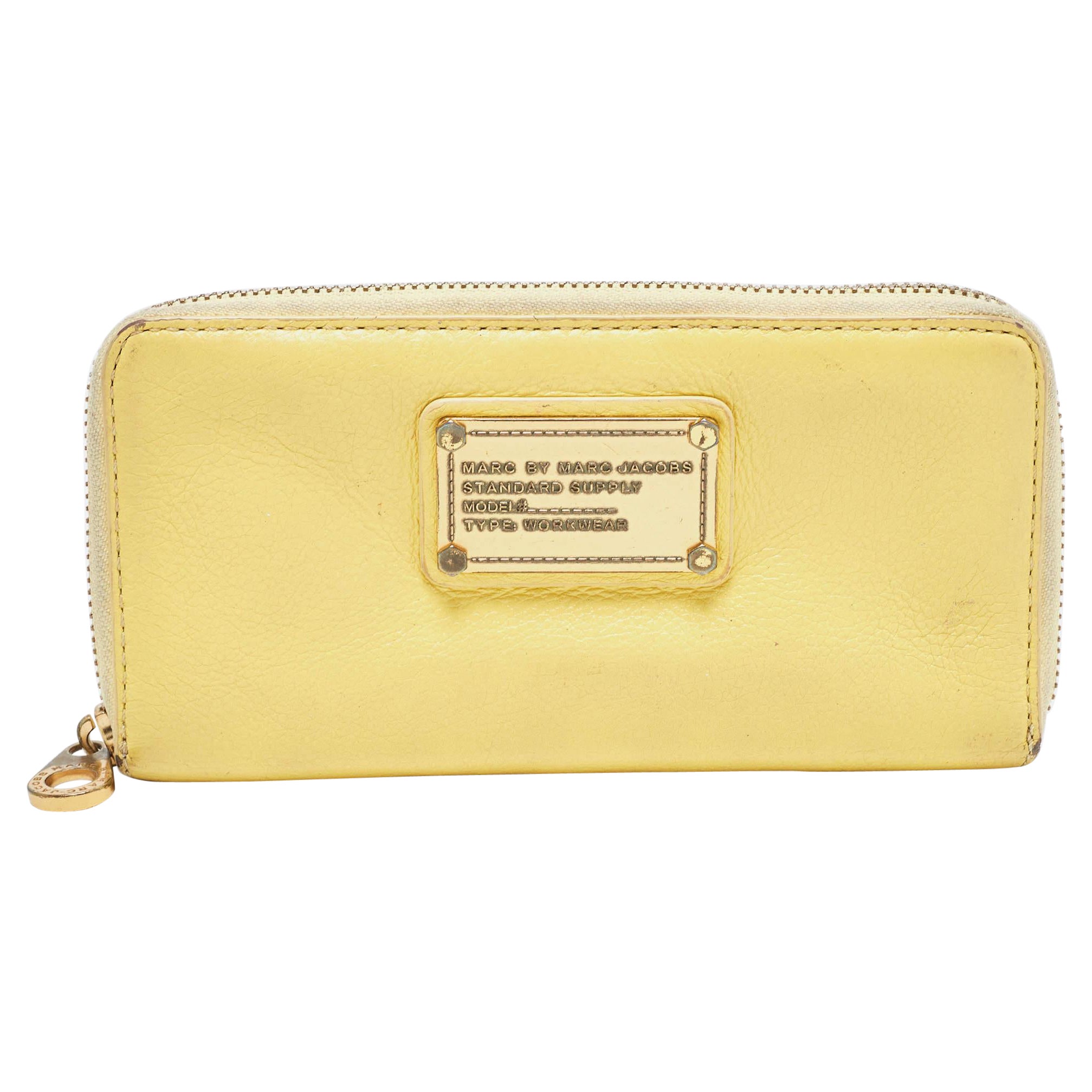 Marc by Marc Jacobs Yellow Leather Classic Q Zip Around Wallet
