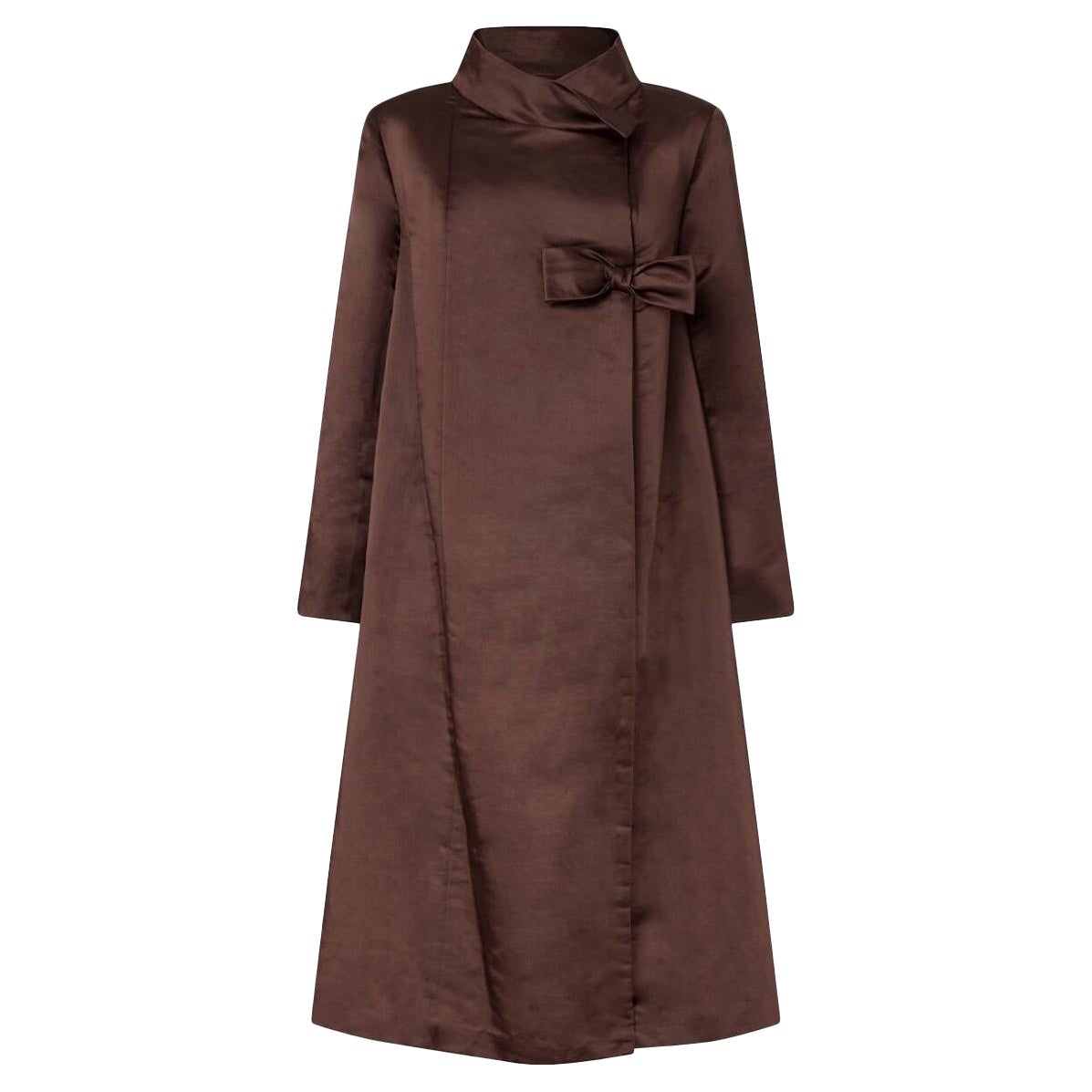 1950s Chocolate Brown Silk Swing Coat For Sale