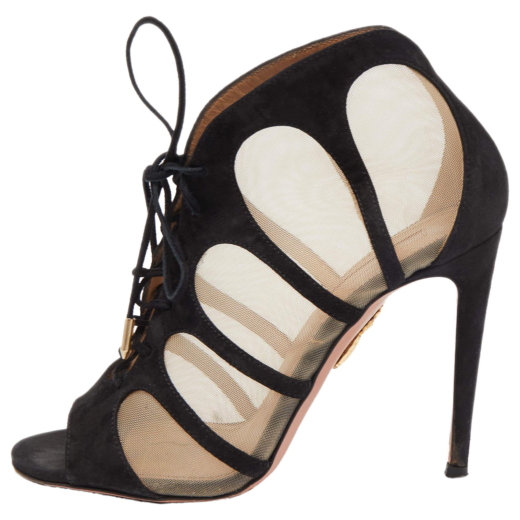 Aquazzura Bottines noires à lacets et daim à lacets, taille 36,5