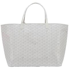 The Coveted Goyard Saint-Louis GM Tote bag in grey and white canvas, SHW at  1stDibs