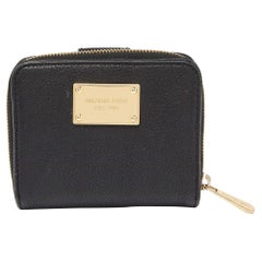 Michael Kors Black Leather Zip Around Wallet
