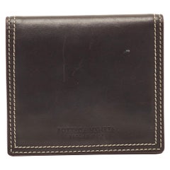 Bottega Veneta Grey/Brown Leather Snap Bifold Wallet