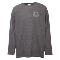 Kenzo Sweat-shirt gris brodé à col ras du cou en coton L