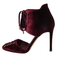 Jimmy Choo Burgundy Velvet Mari Lace Up Pumps Size 36