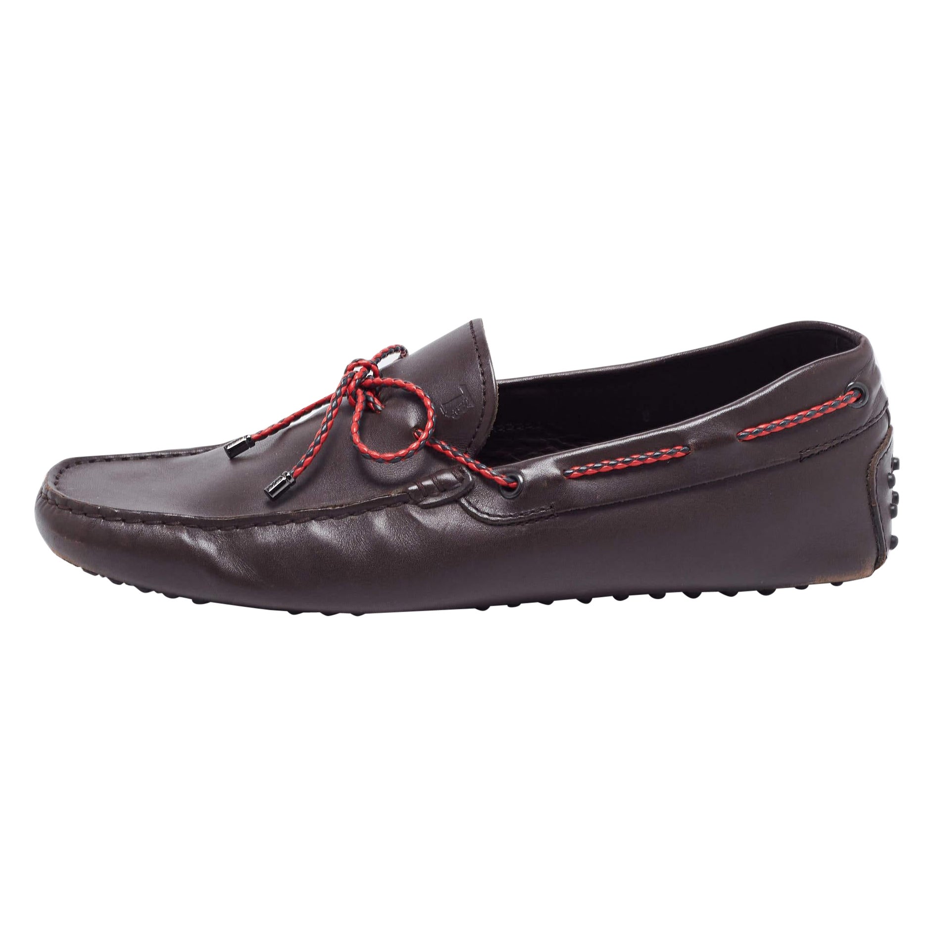 Tod's Brown Leather Bow Slip On Loafers Size 42 For Sale