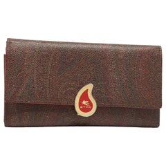 Etro - Portefeuille continental trifold en toile enduite, imprimé marguerite, couleur Brown