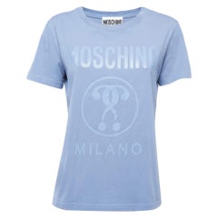 Moschino Blue Logo Print Cotton Crew Neck Short Sleeve T-Shirt M